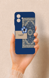 Samsung A07 Uyumlu Mavi Etnik Halı Desenli Silikon Kılıf