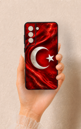 Samsung-S21FE Uyumlu Türk Bayrağı Desenli Silikon Kılıf