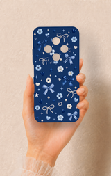 Tecno Spark 30C Uyumlu Mavi Papatya Fiyonk Desenli Silikon Kılıf