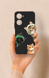 Vivo Y18 Uyumlu Kedi Ekibi Desenli Silikon Kılıf