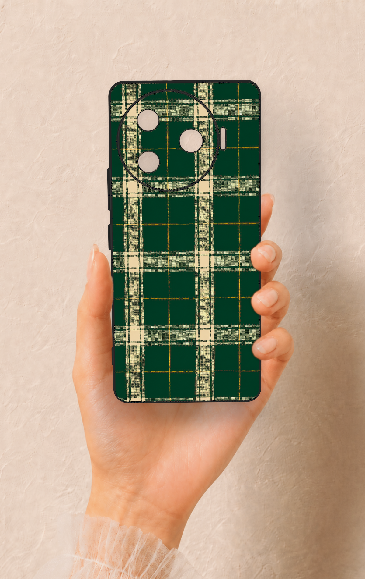 Tecno Camon 30 Pro 5G Uyumlu Klasik Yeşil Ekose Desenli Silikon Kılıf