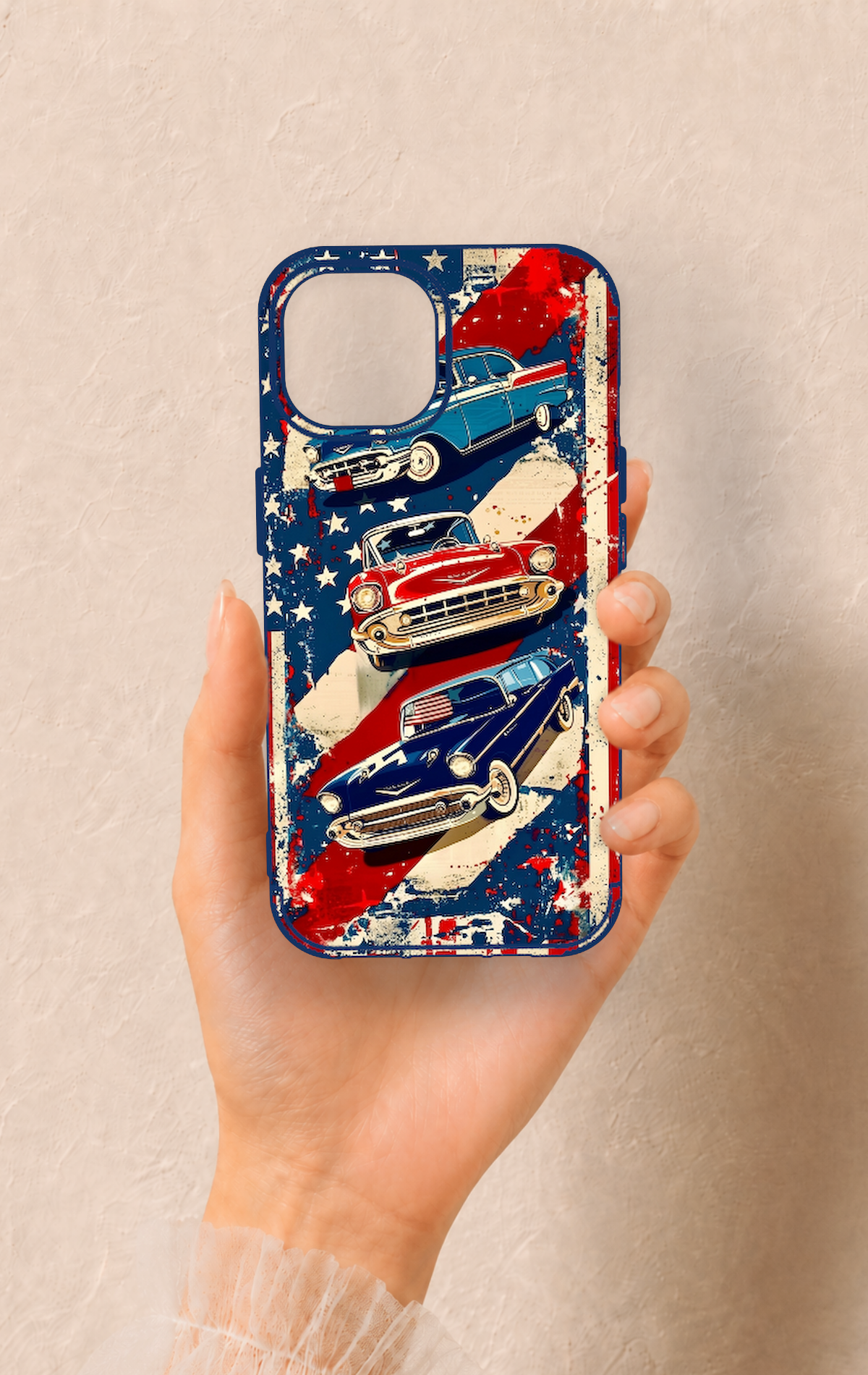 iPhone 15 Uyumlu Amerikan Chevrolet Desenli Silikon Kılıf