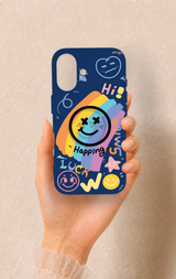 iPhone 16 Uyumlu Happing Smile Desenli Silikon Kılıf
