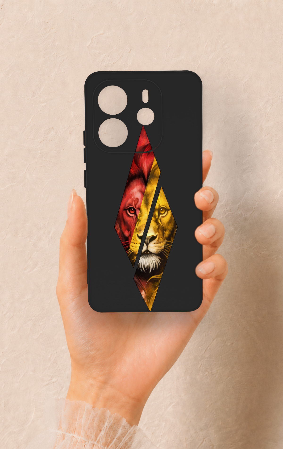 Redmi Note 14 4G Uyumlu Kesik Aslan Desenli Silikon Kılıf
