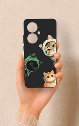 Oppo Reno 11F Uyumlu Kedi Ekibi Desenli Silikon Kılıf