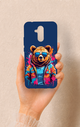 Huawei Mate 20 Lite Uyumlu Gözlüklü Ayı Desenli Silikon Kılıf