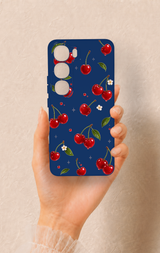 Vivo V40 Lite 5G Uyumlu Kiraz Papatya Desenli Silikon Kılıf