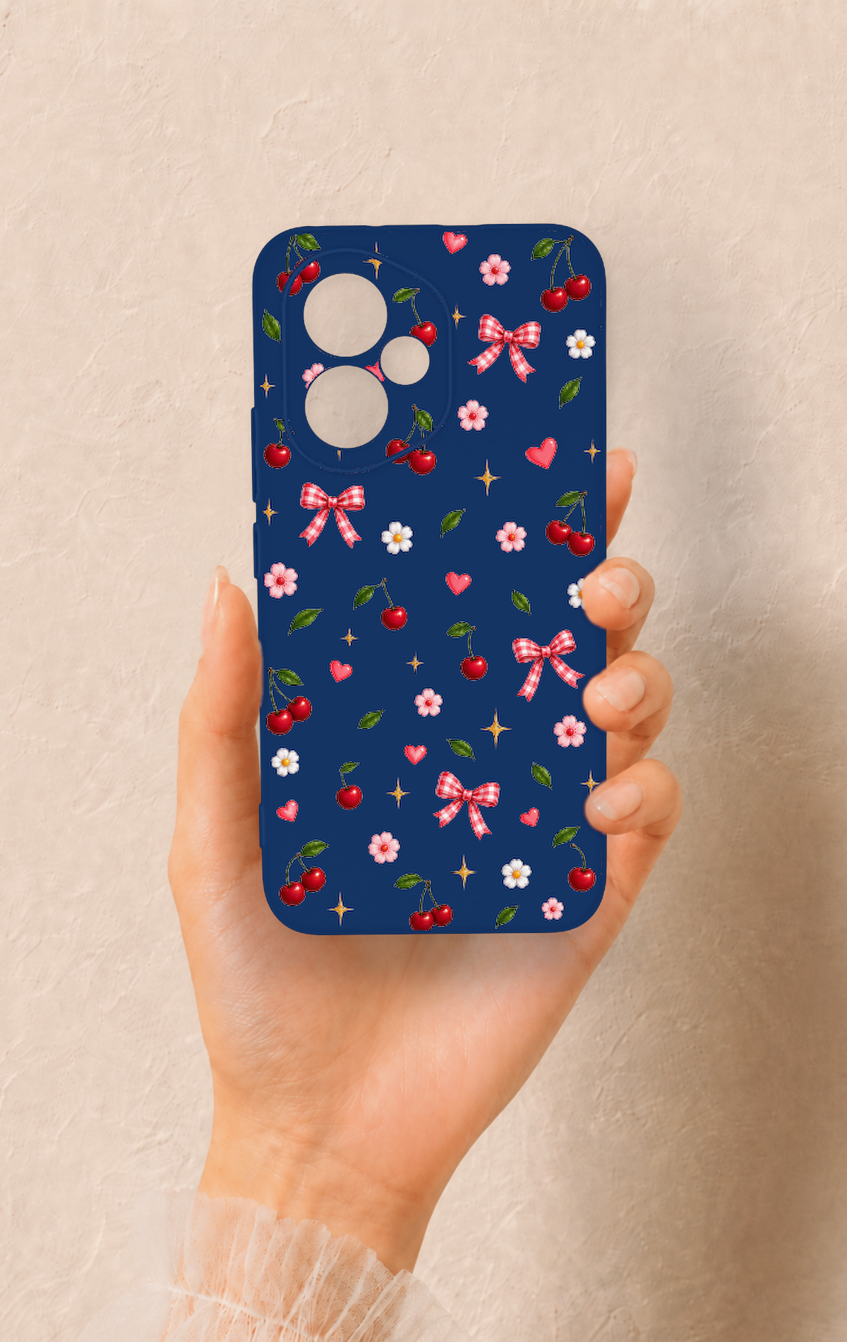 Honor 400 Uyumlu Çiçek Kiraz Fiyonk Desenli Silikon Kılıf