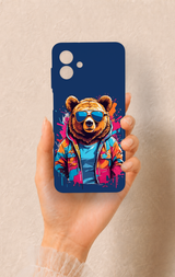 Samsung A07 Uyumlu Gözlüklü Ayı Desenli Silikon Kılıf