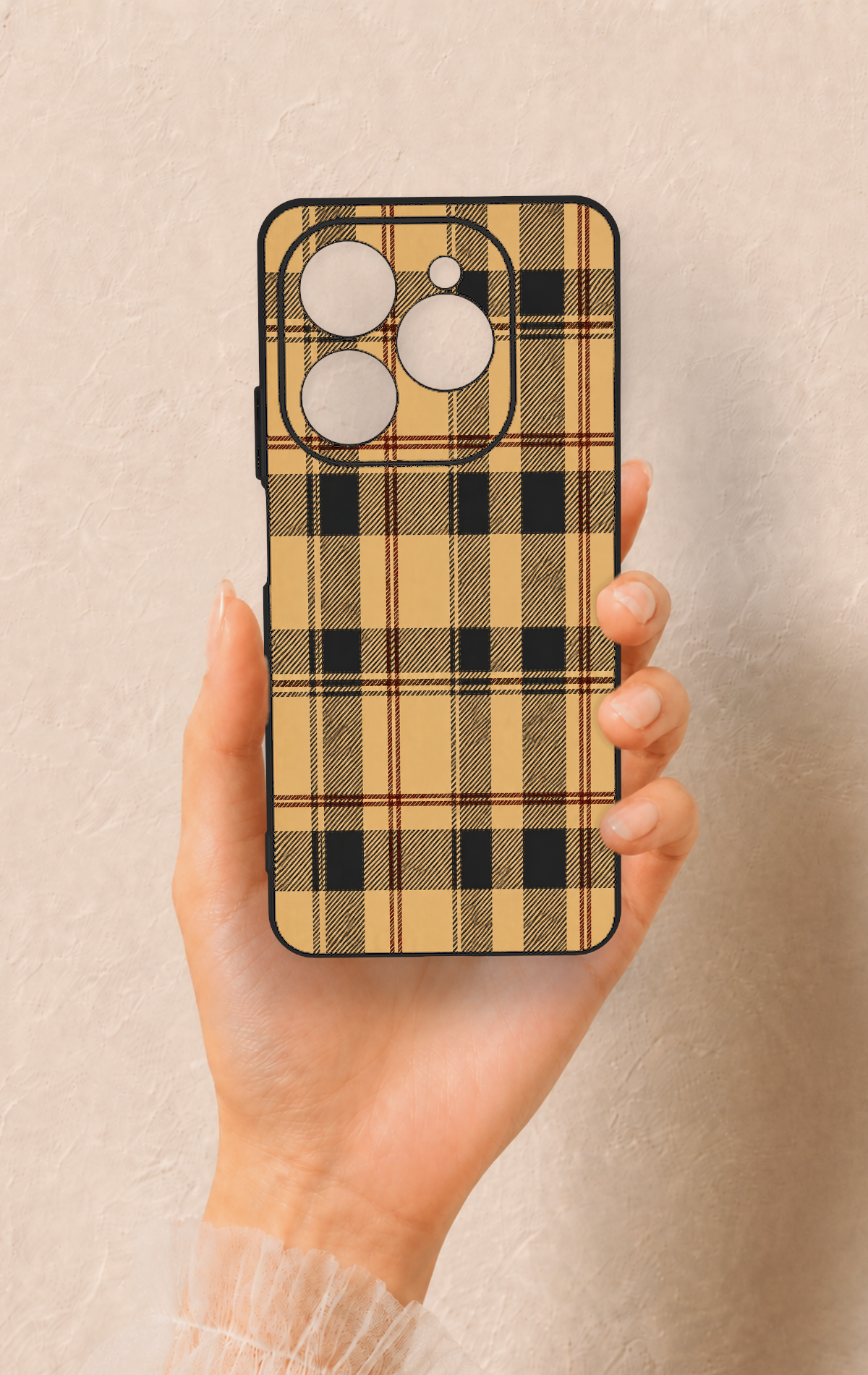 Tecno Spark 20 Pro Uyumlu Burberry Ekose Desenli Silikon Kılıf