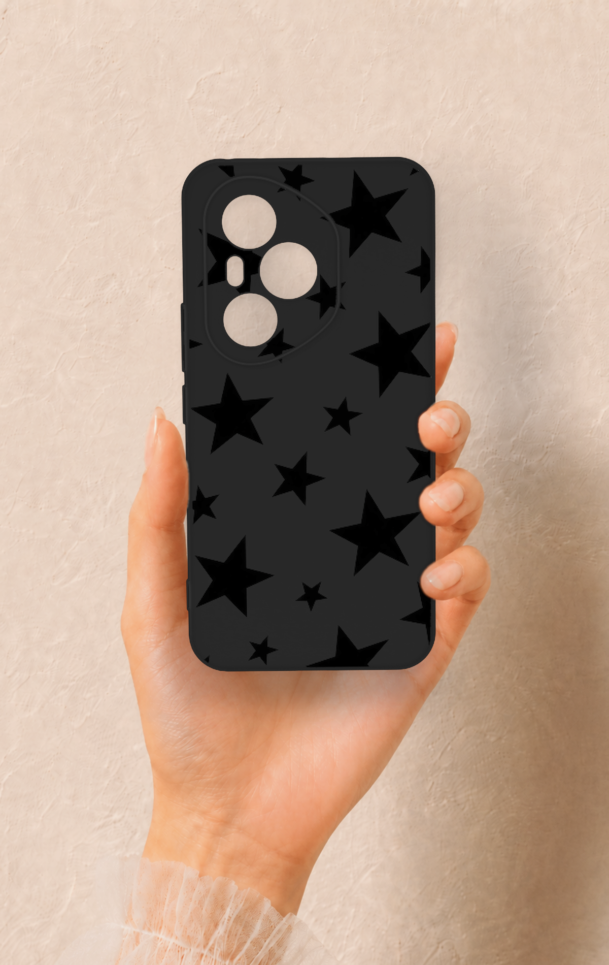 Honor 400 Pro Uyumlu Siyah Star Desenli Silikon Kılıf