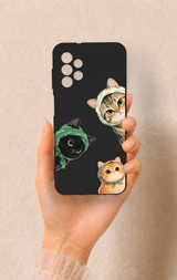 Samsung A13 Uyumlu Kedi Ekibi Desenli Silikon Kılıf