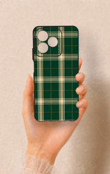 Realme C53 Uyumlu Klasik Yeşil Ekose Desenli Silikon Kılıf