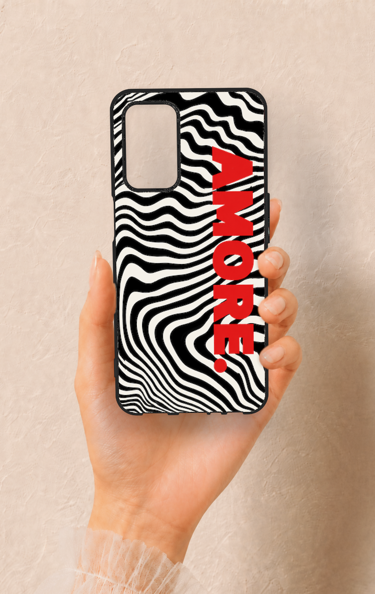 Oppo A55 Uyumlu Zebra Amore Desenli Silikon Kılıf