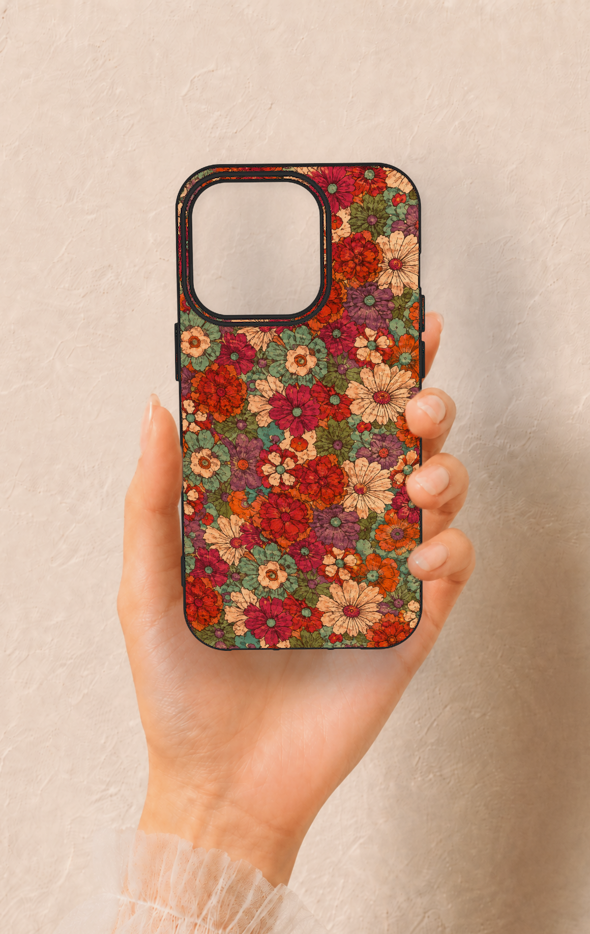 iPhone 14 Pro Uyumlu Pastel Çiçek Bahçesi Desenli Silikon Kılıf