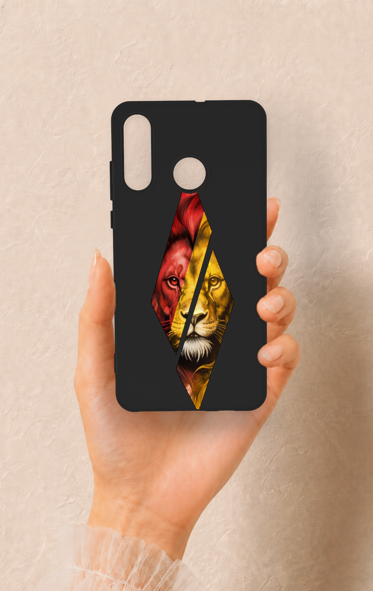 Huawei P30 Lite Uyumlu Kesik Aslan Desenli Silikon Kılıf