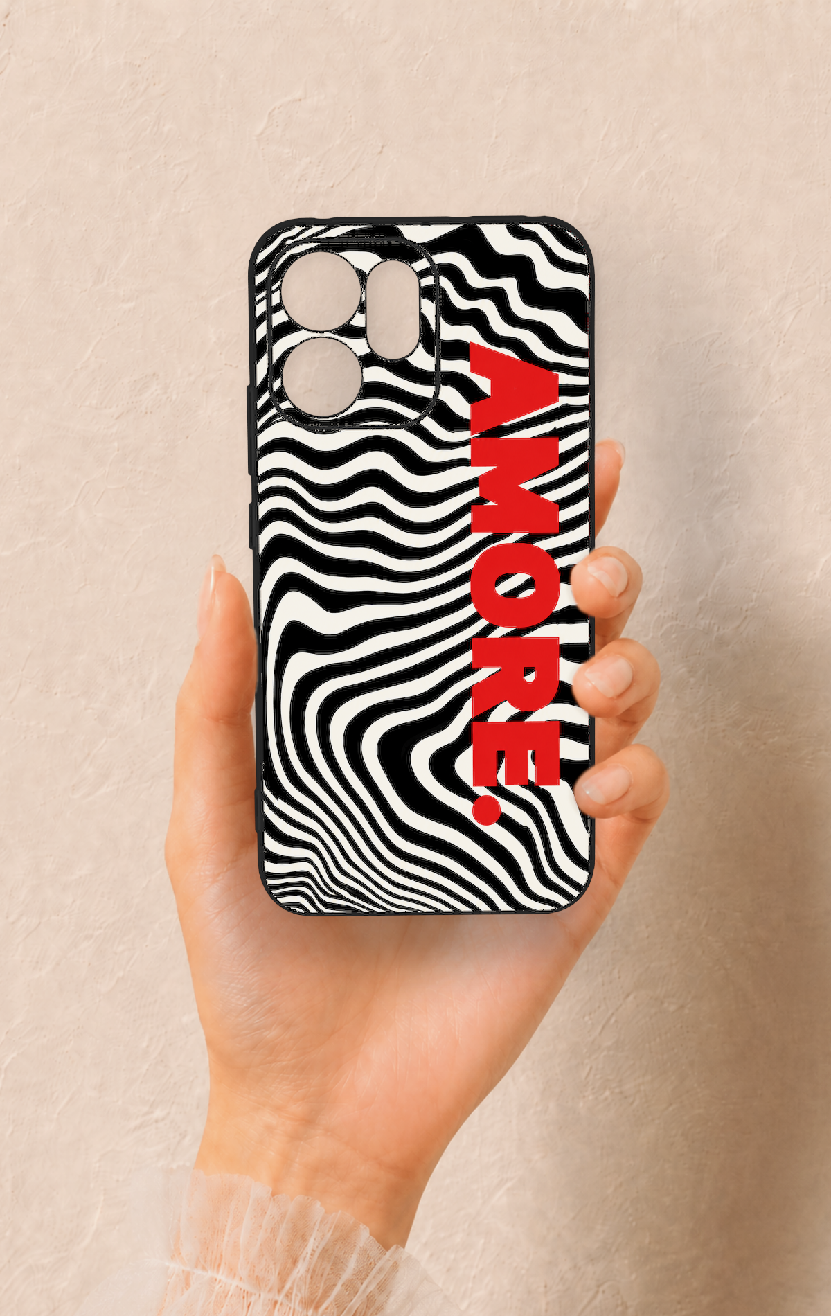 Oppo Reno 14F Uyumlu Zebra Amore Desenli Silikon Kılıf
