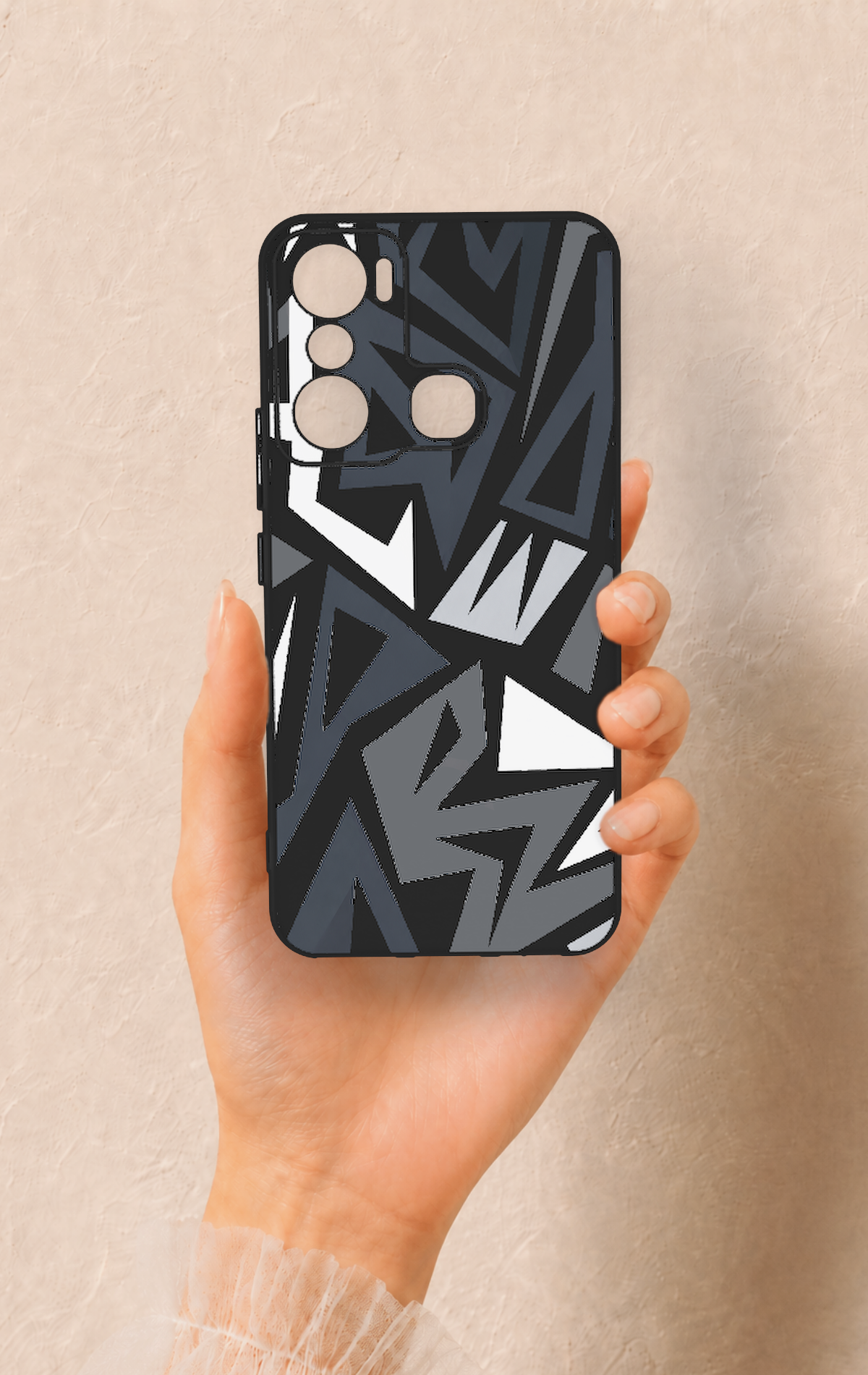 İnfinix Hot 20i Uyumlu Geometrik Blok Desenli Silikon Kılıf