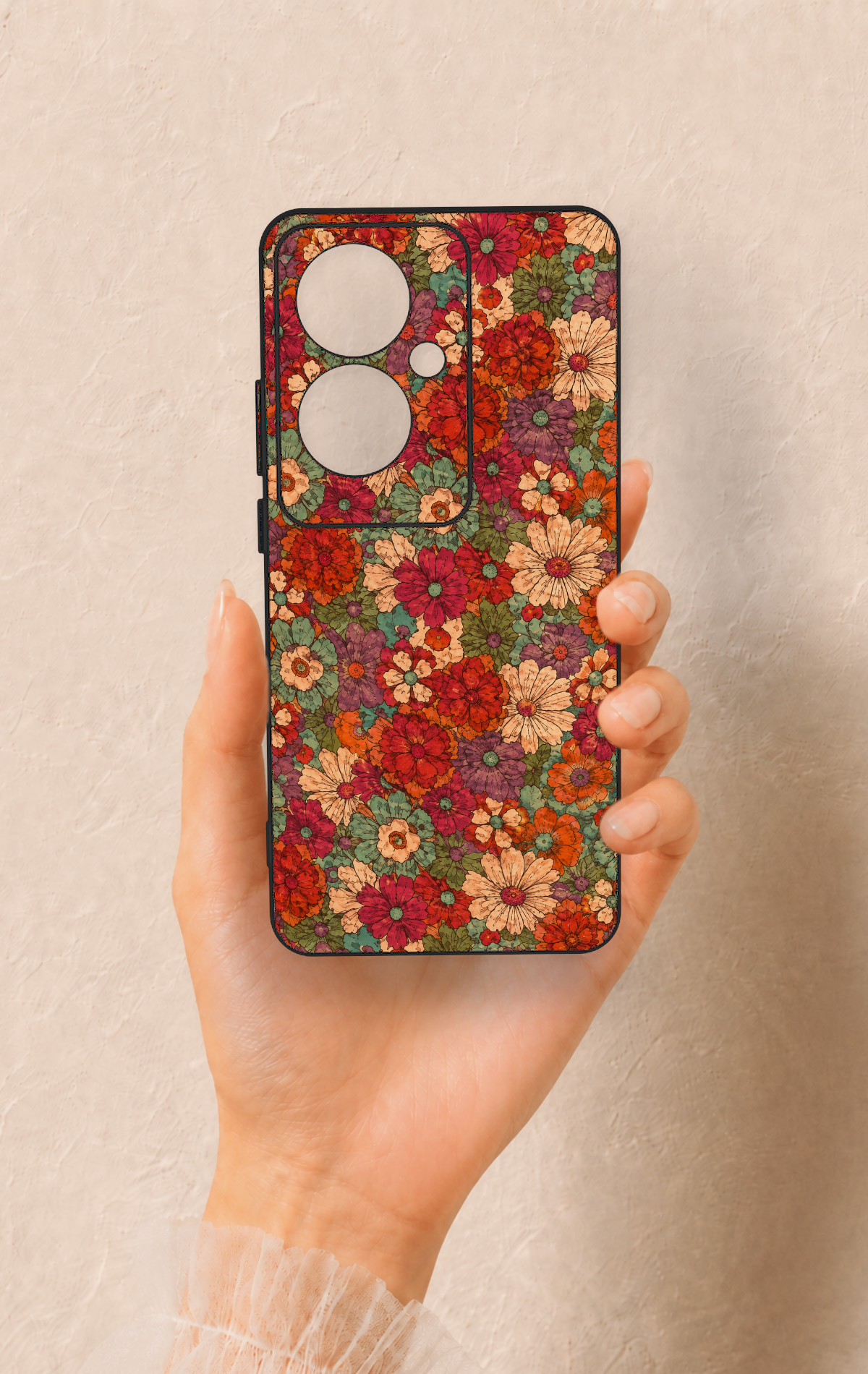 Oppo Reno 11F Uyumlu Pastel Çiçek Bahçesi Desenli Silikon Kılıf