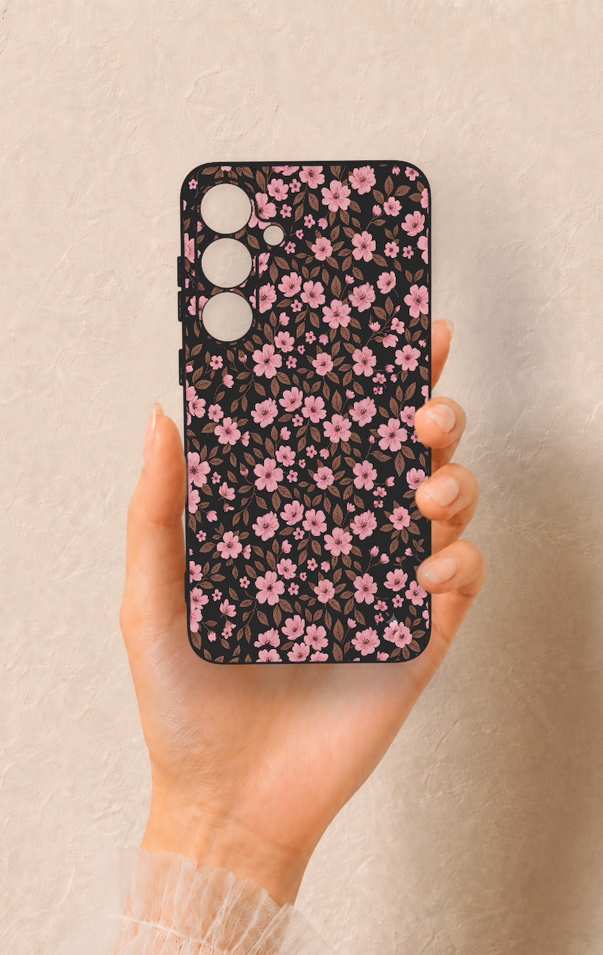 Samsung S25 Plus Uyumlu Mini Pembe Çiçek Desenli Silikon Kılıf