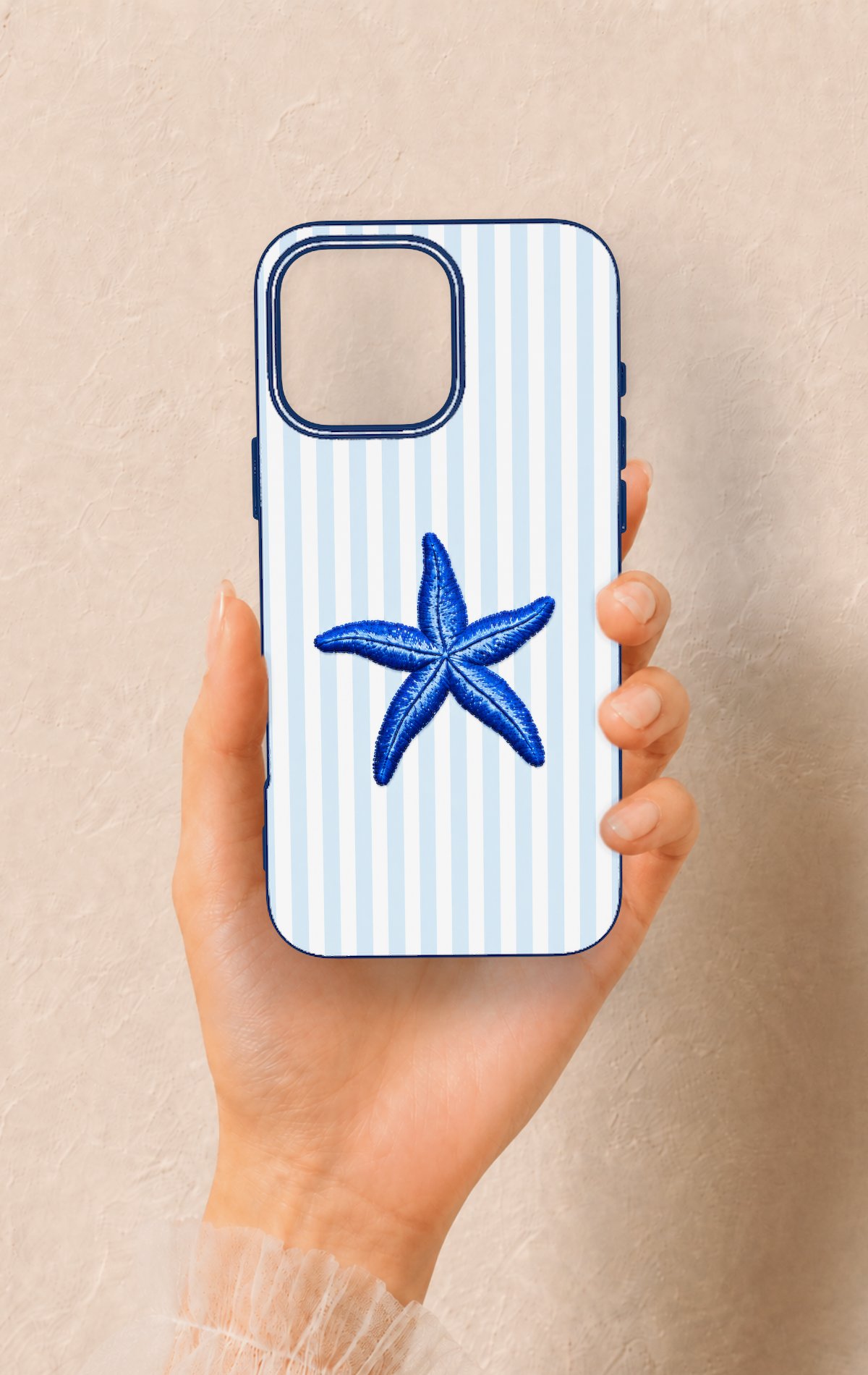 iPhone 16 Pro Max Uyumlu Mavi Deniz Yıldızı Desenli Silikon Kılıf