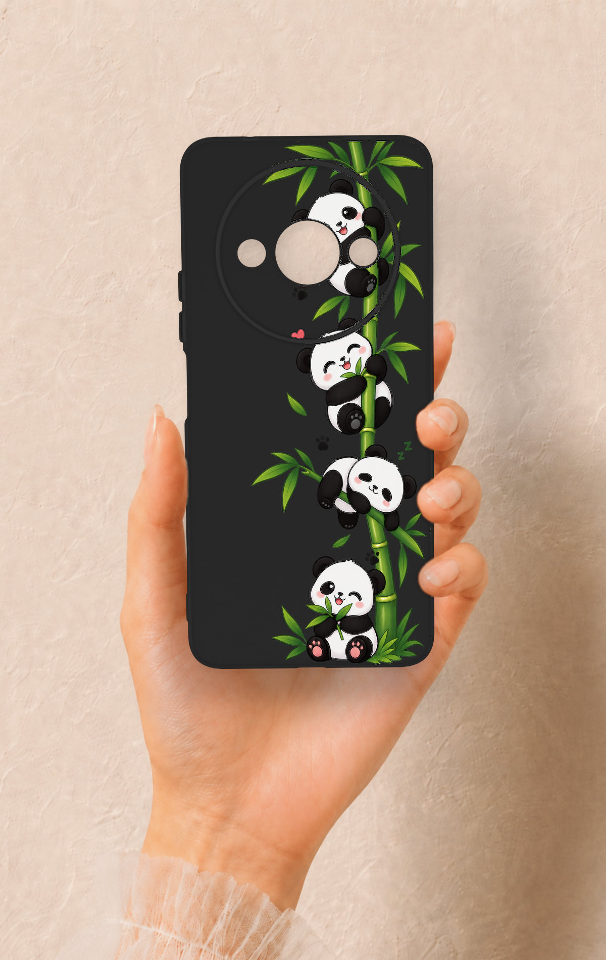 Redmi A3 Uyumlu Sevimli Panda Bambu Desenli Silikon Kılıf