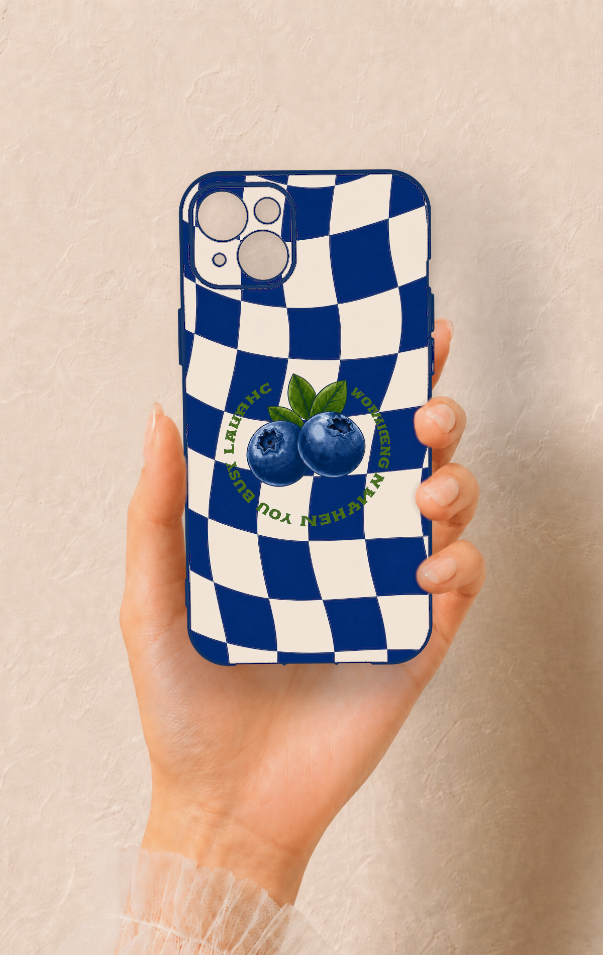 iPhone 14 Plus/15 Plus Uyumlu Yaban Mersini Desenli Silikon Kılıf