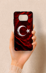 Poco X3 Uyumlu Kurt Türk Bayrağı Desenli Silikon Kılıf