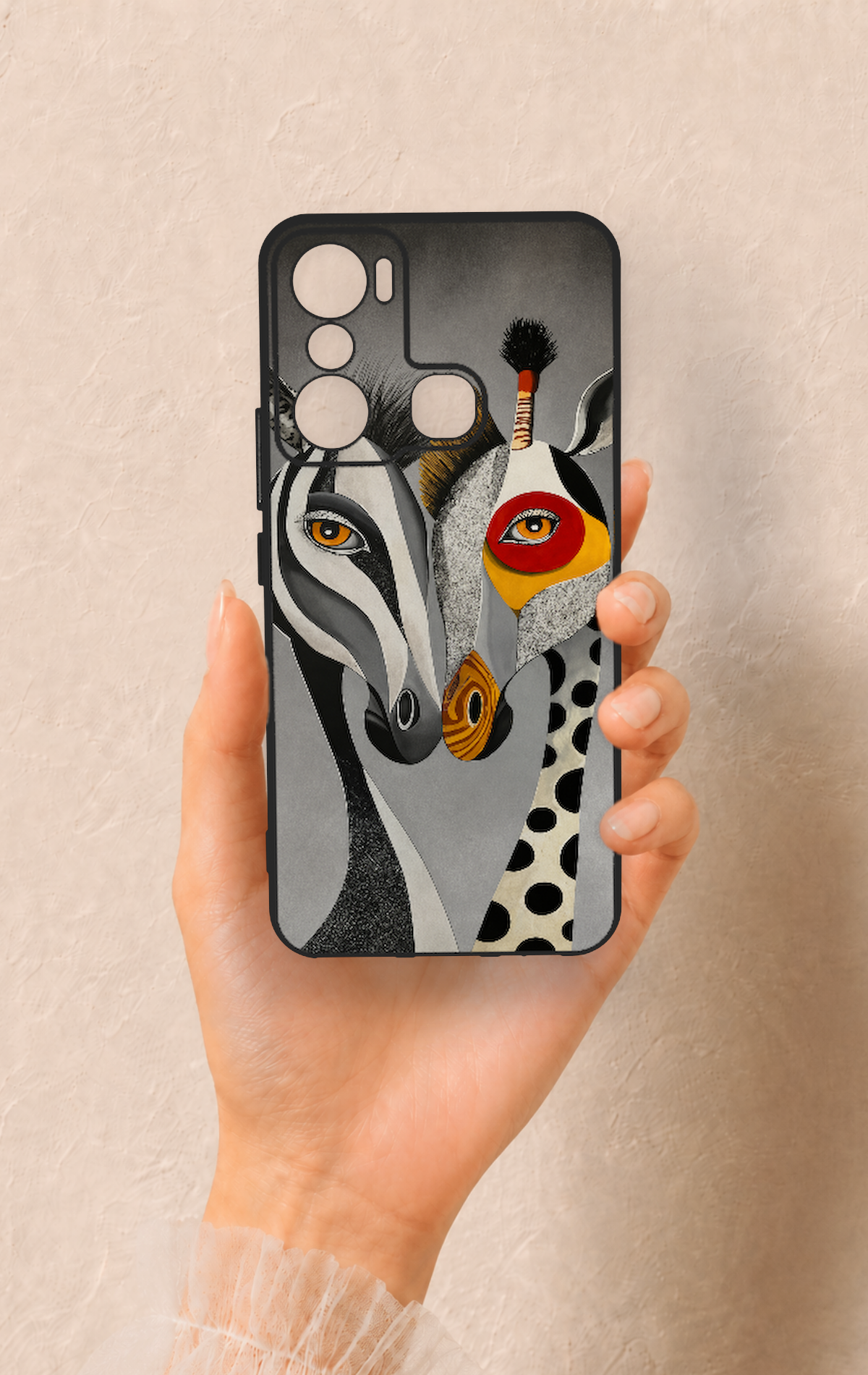 İnfinix Hot 20i Uyumlu Zebra ve Zürafa Desenli Silikon Kılıf