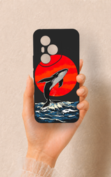 Honor 400 Pro Uyumlu Kırmızı Güneş Balina Desenli Silikon Kılıf