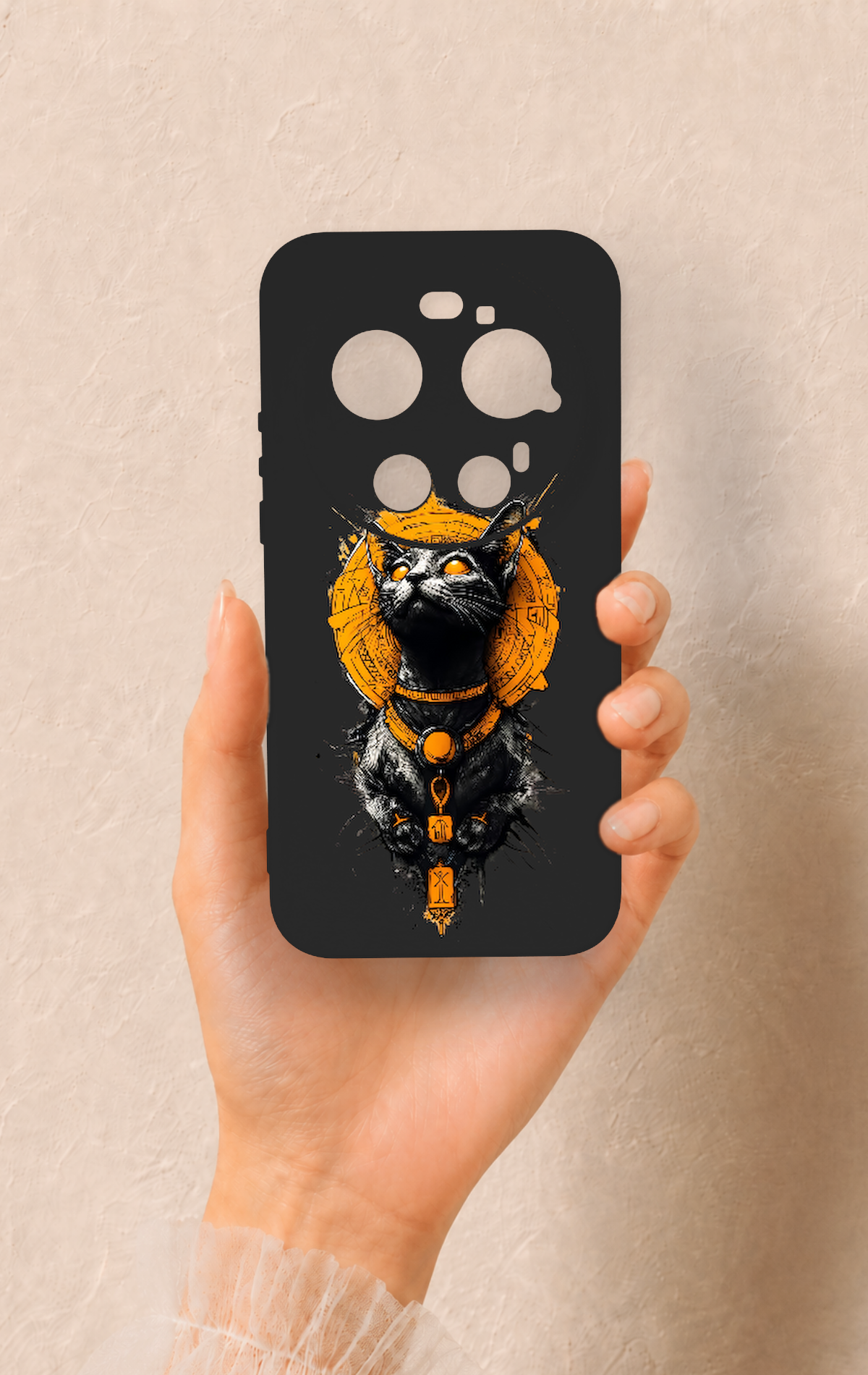Xiaomi Mi 17 Ultra Uyumlu Mısırlı Kedi Tanrısı Desenli Silikon Kılıf