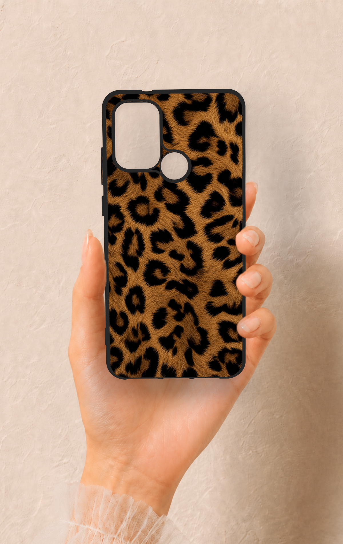 Casper Via F20 Uyumlu Koyu Leopar Deri Desenli Silikon Kılıf