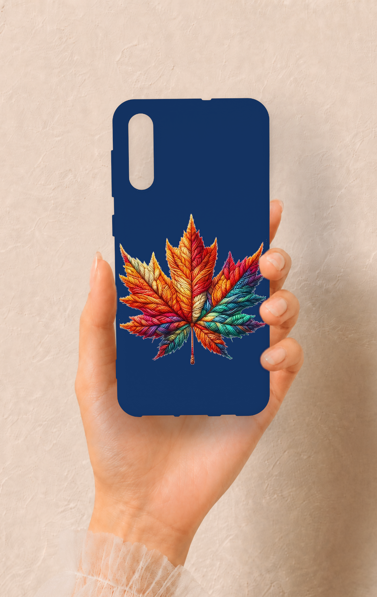 Samsung A50 Uyumlu Renkli Yaprak Desenli Silikon Kılıf
