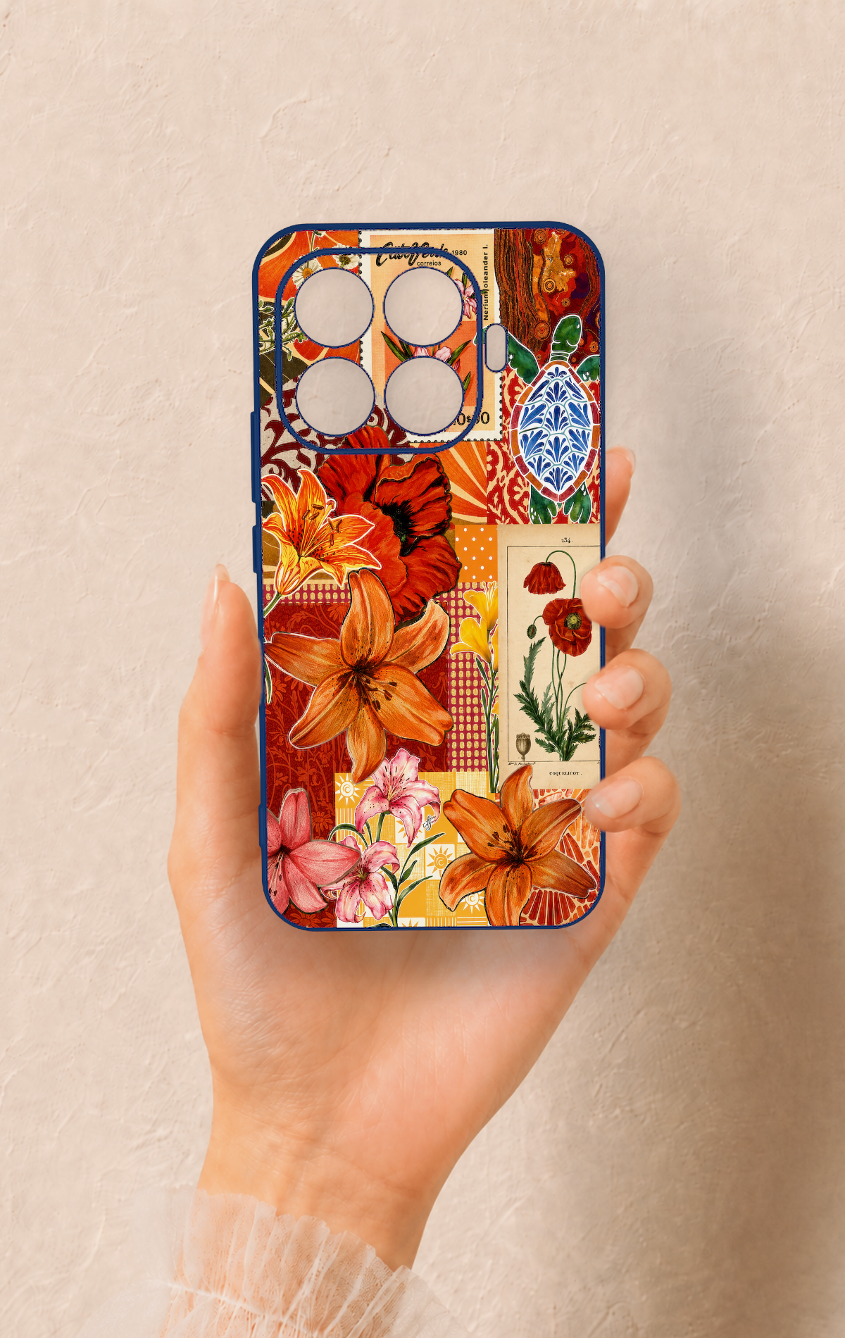 Mi 17T Pro 5G Uyumlu Turuncu Zambak Desenli Silikon Kılıf