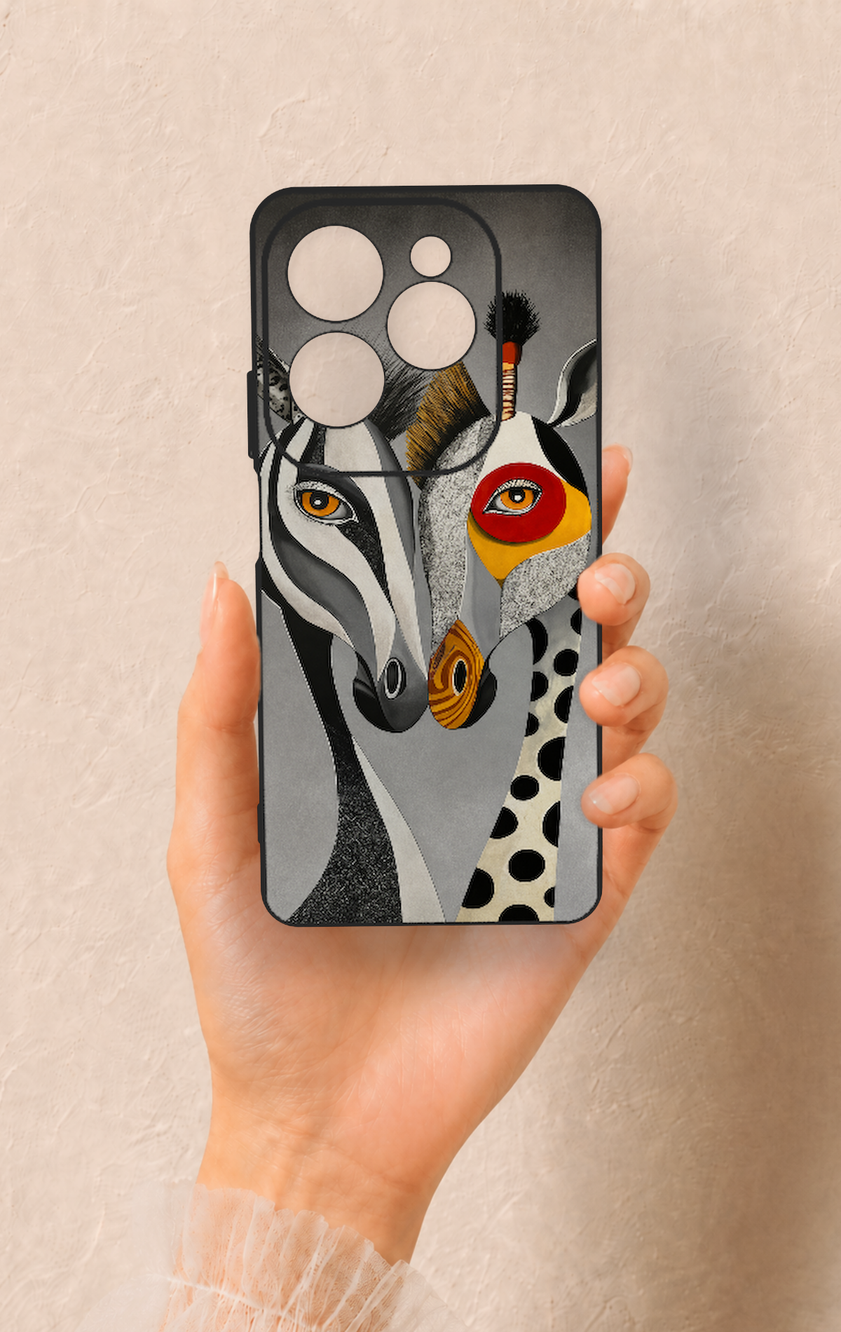 İnfinix Hot 40 Pro Uyumlu Zebra ve Zürafa Desenli Silikon Kılıf