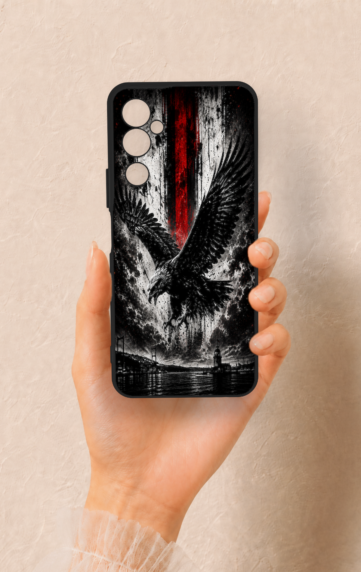 Tecno Pova Neo 2 Uyumlu Kara Kartal Desenli Silikon Kılıf