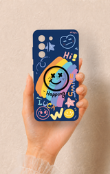 Samsung-S21FE Uyumlu Happing Smile Desenli Silikon Kılıf