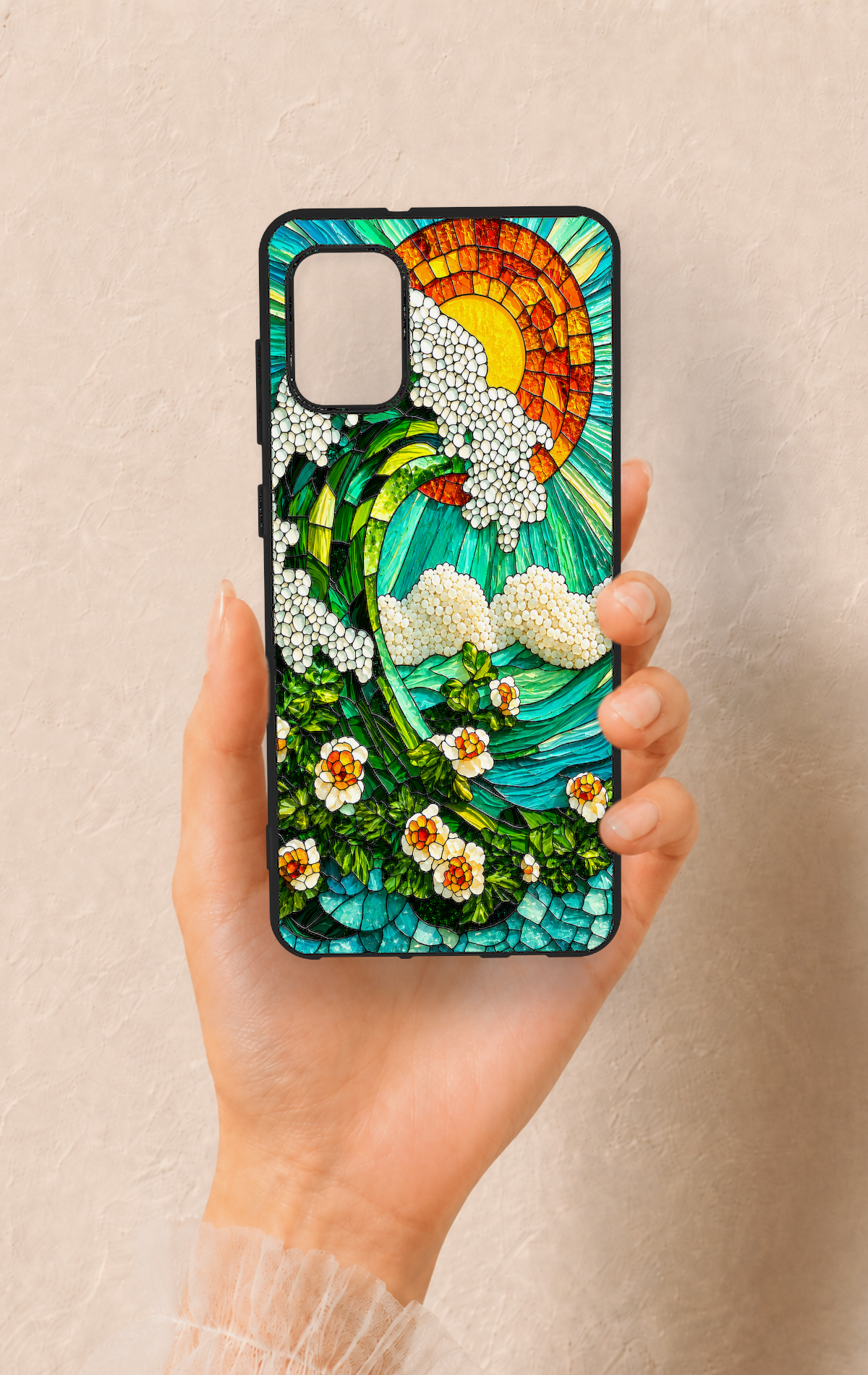 Samsung A31 Uyumlu Mozaik Okyanus Dalgası Desenli Silikon Kılıf