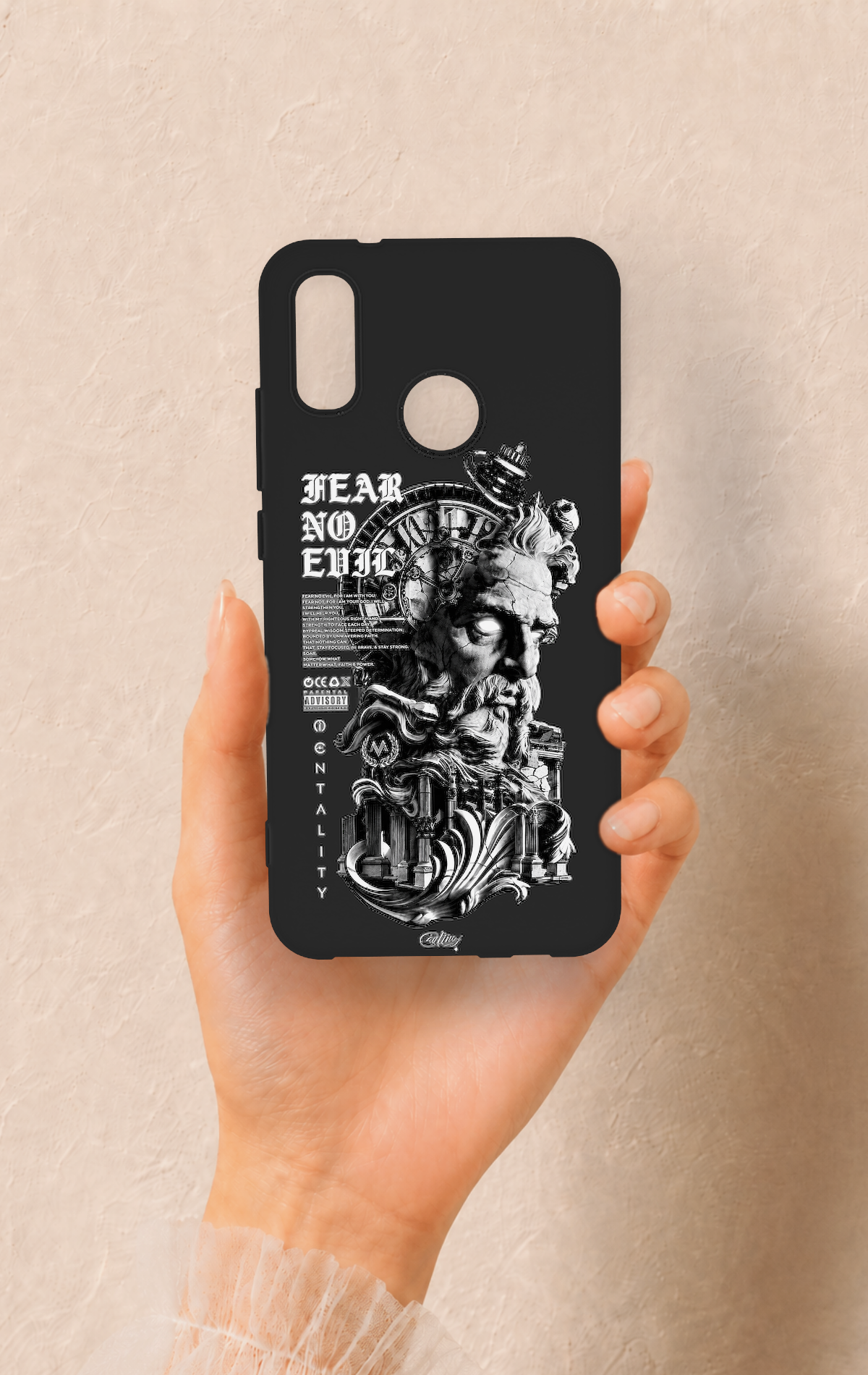 Huawei P20 Lite Uyumlu Fear No Evil Desenli Silikon Kılıf
