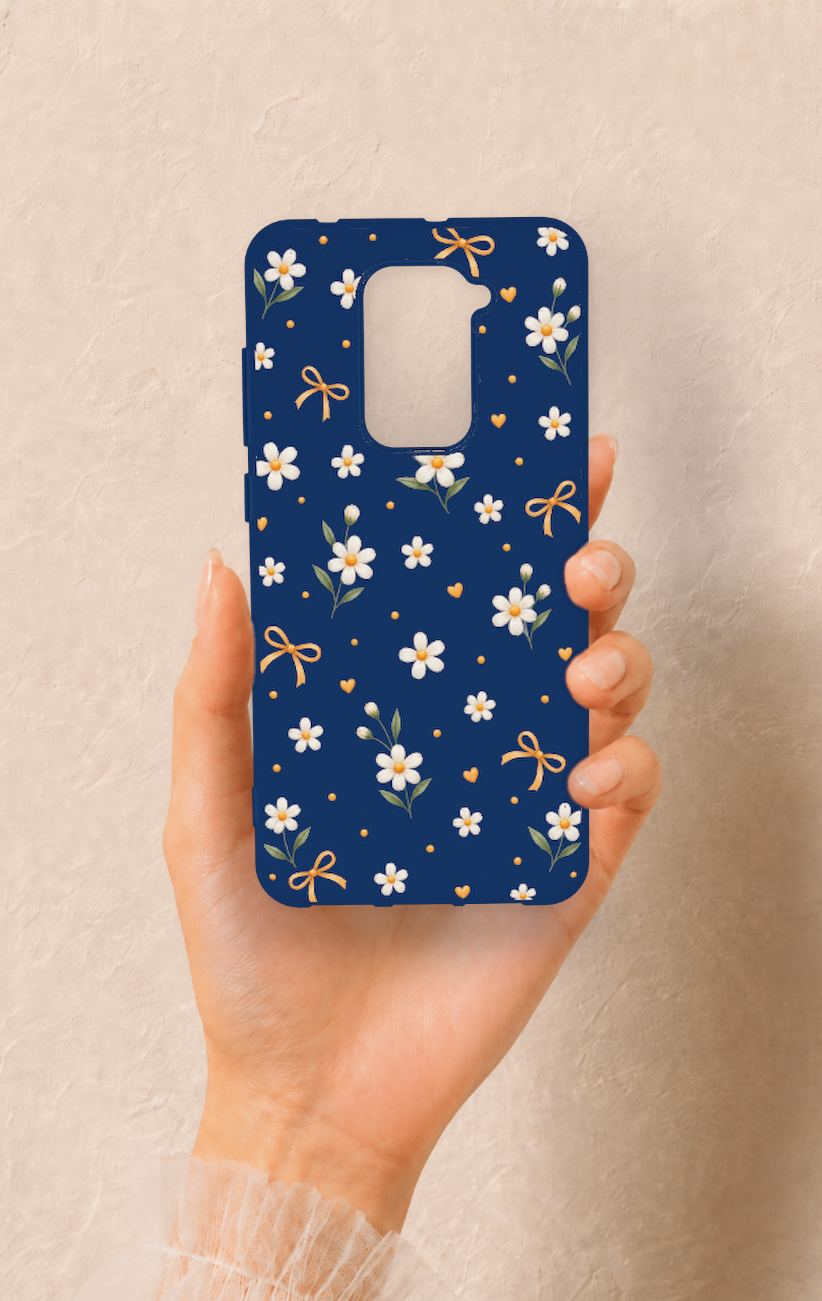 Redmi Note 9 Uyumlu Papatya Fiyonk Desenli Silikon Kılıf