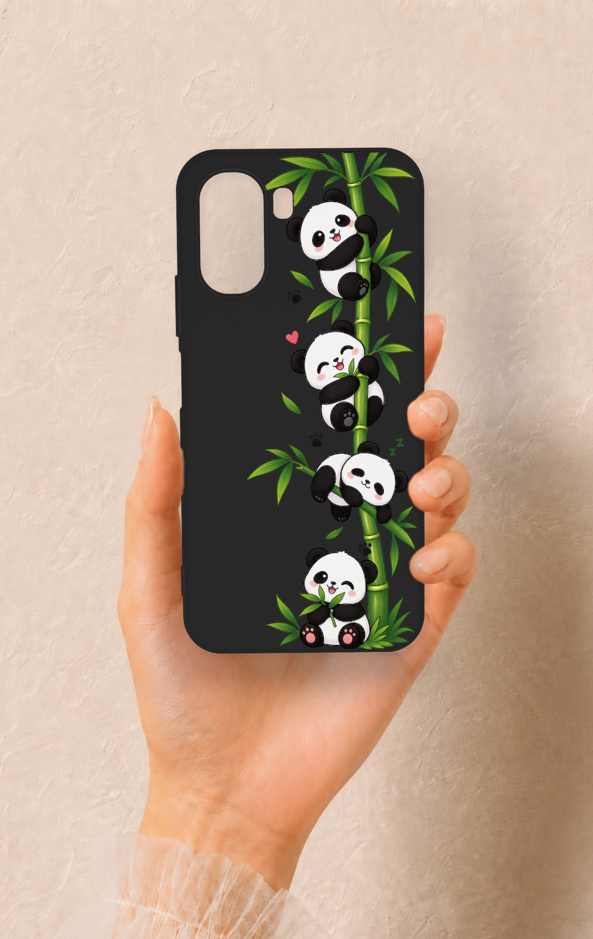 Oppo A6T Uyumlu Sevimli Panda Bambu Desenli Silikon Kılıf