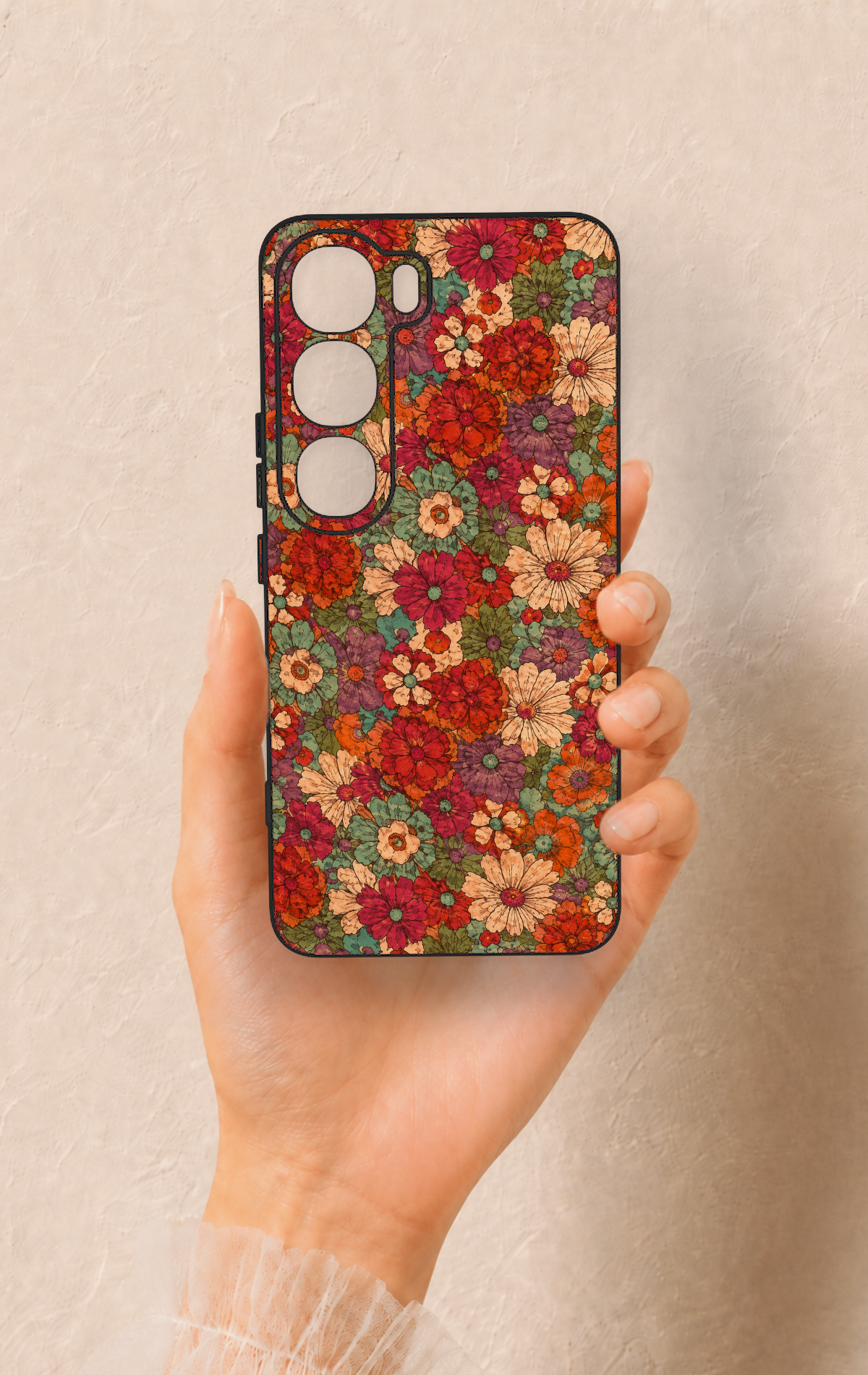 Vivo V40 Lite 5G Uyumlu Pastel Çiçek Bahçesi Desenli Silikon Kılıf