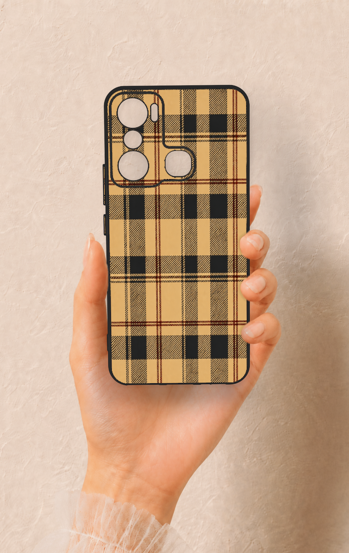 İnfinix Hot 20i Uyumlu Burberry Ekose Desenli Silikon Kılıf