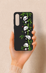 Samsung S25Fe Uyumlu Sevimli Panda Bambu Desenli Silikon Kılıf