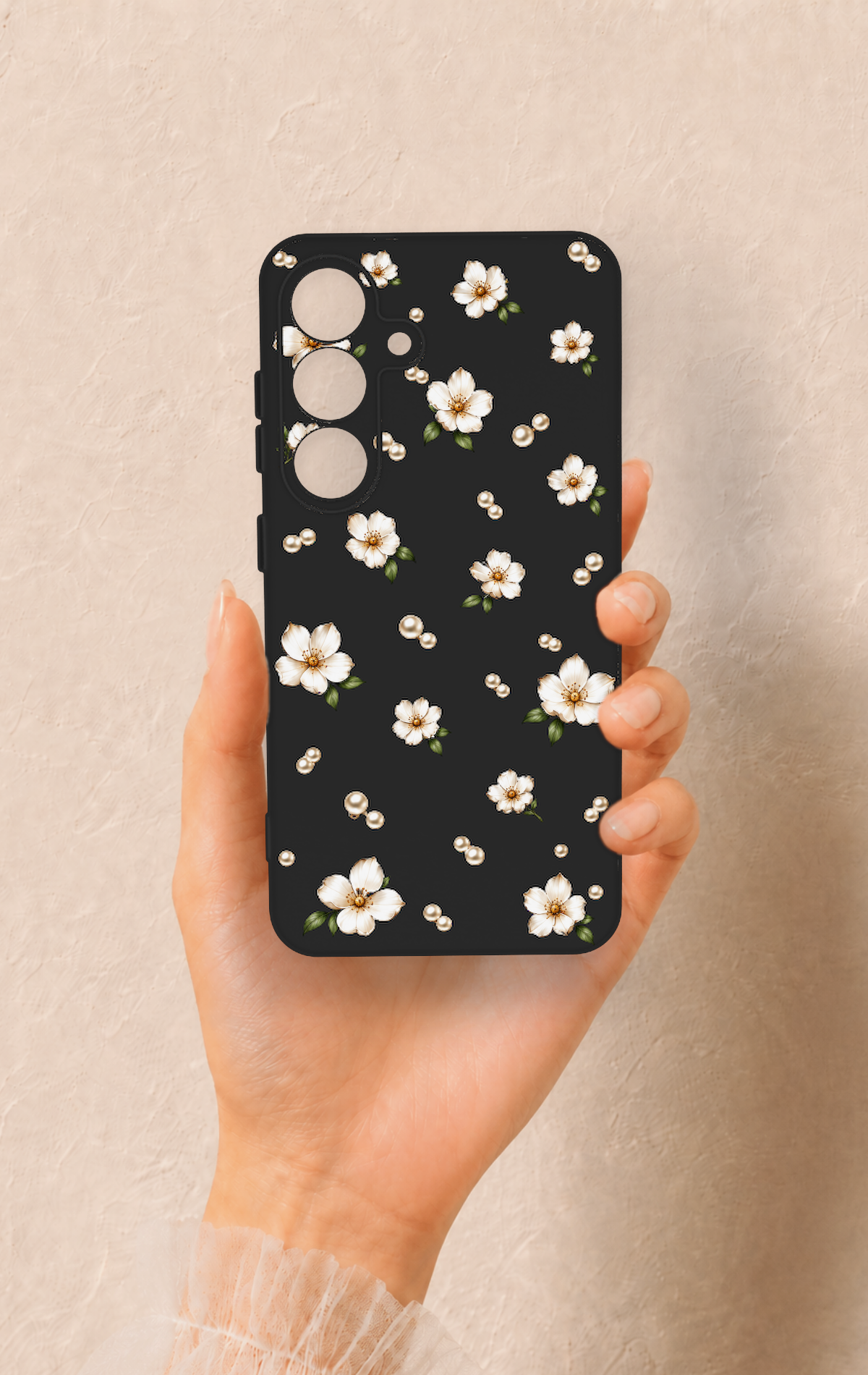 Samsung S25 Uyumlu İnci Papatya Desenli Silikon Kılıf