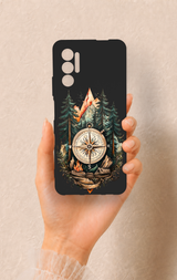 Tecno Pova 3 Uyumlu Pusula Orman Desenli Silikon Kılıf