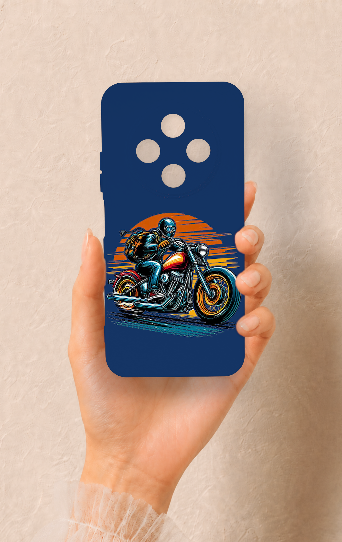 Tecno Spark 30C Uyumlu Moto Rider Desenli Silikon Kılıf