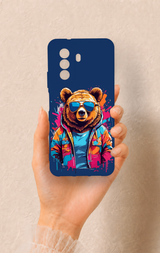 Huawei Nova Y70 Uyumlu Gözlüklü Ayı Desenli Silikon Kılıf
