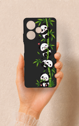 İnfinix Hot 30 Uyumlu Sevimli Panda Bambu Desenli Silikon Kılıf