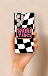 Samsung S22 Ultra Uyumlu Black Good Vibes Desenli Silikon Kılıf
